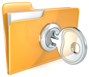 Secure files. Folder with Key.