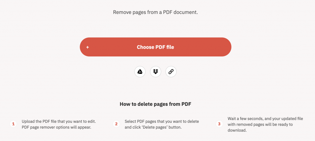 Deleting pages in PDF Converter