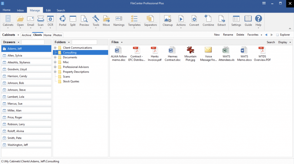 Document management interface in FileCenter's DMS