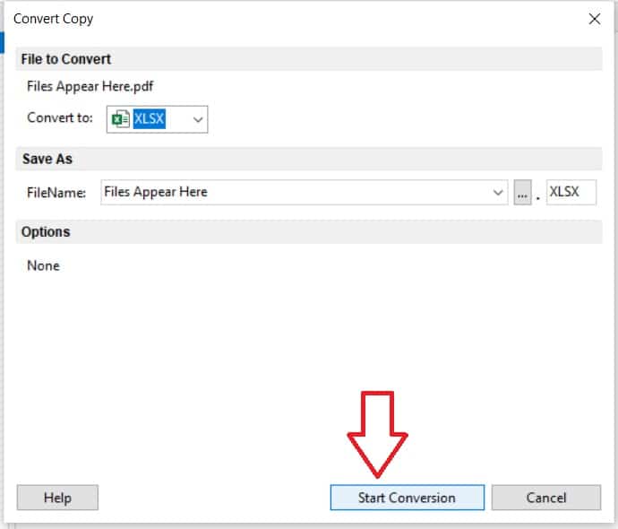 Converting PDFs to Excel documents is as easy as clicking Start Conversion