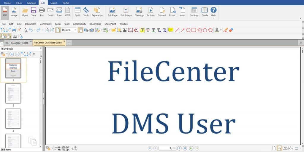 An example of PDF editing tools available in FileCenter