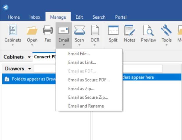 FileCenter allows users several options for sharing PDFs via email