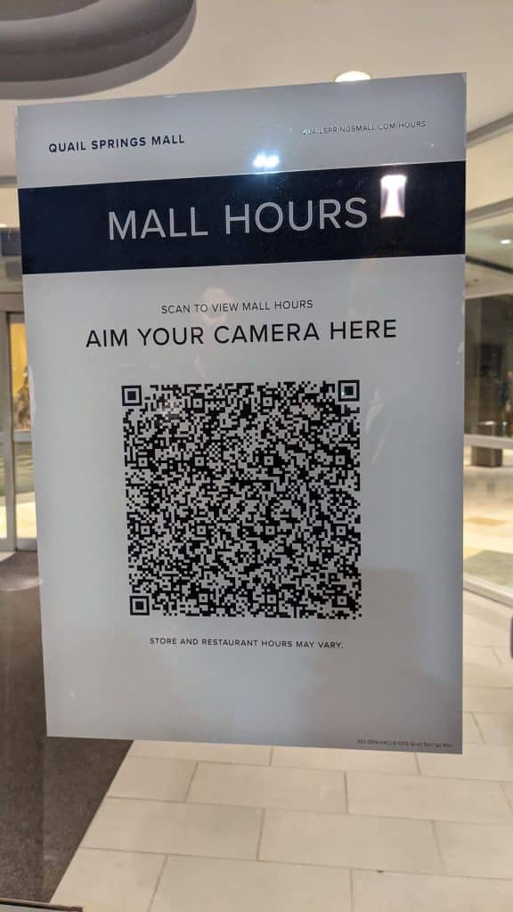 cell phone cameras are so ubiquitous that some stores use QR codes to display business hours