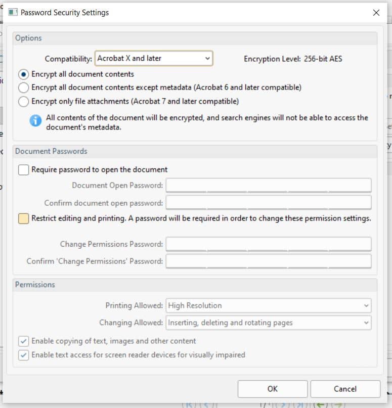 Select “Restrict editing and printing” to make your PDF document read-only and non-editable