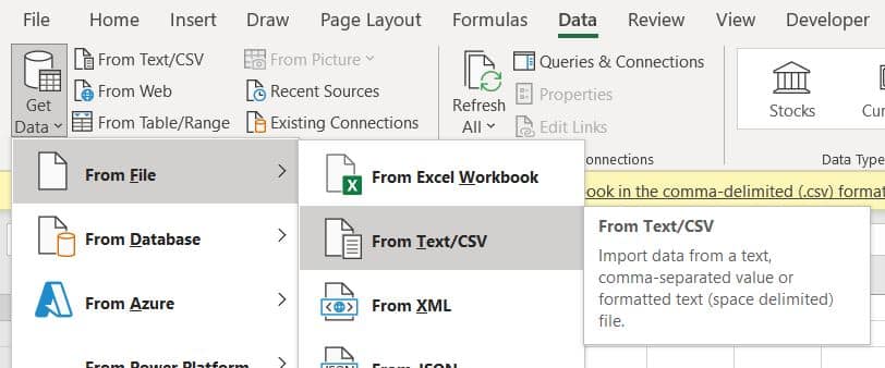 Merging multiple CSVs uses the same Import Text Wizard as converting documents