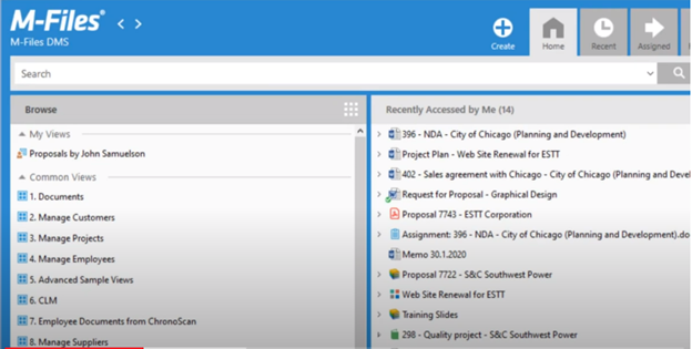 NetDocuments' home navigation page